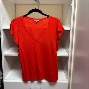 Lilla P Red V-neck Top size Small (Anthropologie)